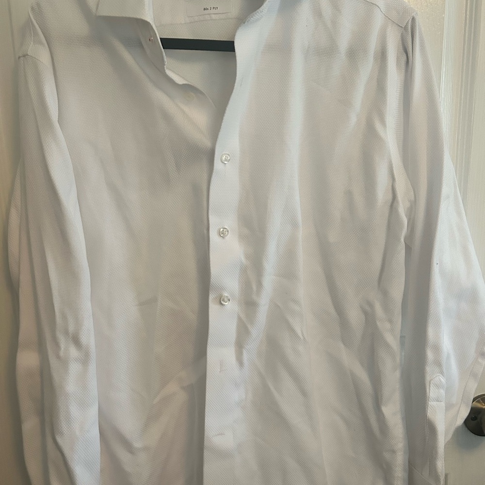 Men's White Dress Shirt - Classic Button-Down M10 size 16.5